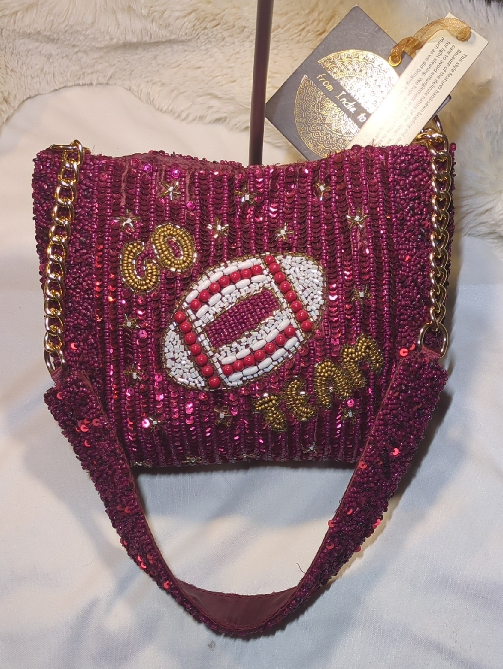 Sequined Magenta Football Beaded Shoulder/Crossbody NOW ONLY $65 WOW